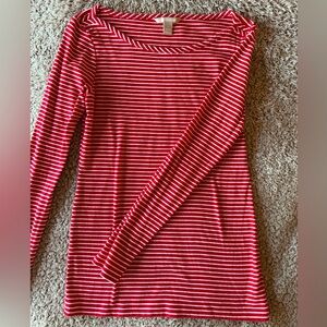 Banana Republic Red and White Striped Long Sleeve Tee